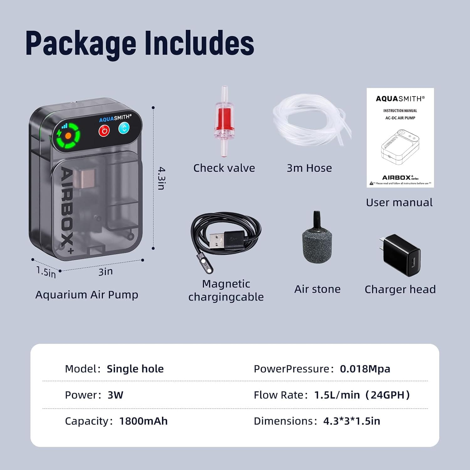 AQUASMITH Rechargeable Battery Air Pumps